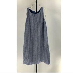 Quince Womens 100% European Linen Tank Mini Dress Chambray Stripe XS